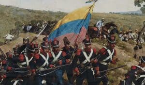 La bataille de Carabobo, qui consacra l'indépendance du Venezuela, évènement majeur des indépendances latino-américaines (tableau de Martín Tovar y Tovar, 1888).