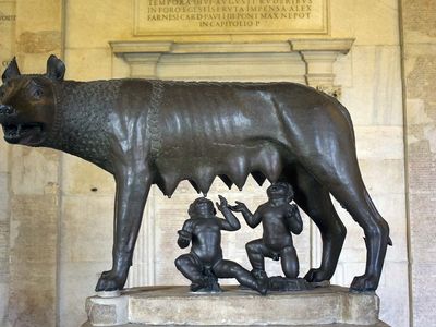 Statue Remus et Romulus, fondation mythique de Rome