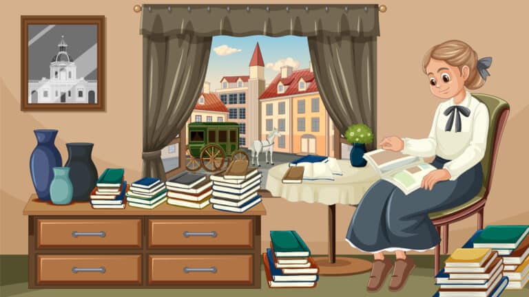 une femme lit un livre sur les faux amis les plus fréquents entre l'allemand et le français