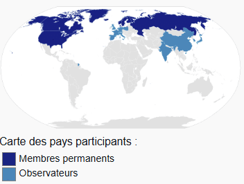 carte des pays participants au Conseil de l'Arctique