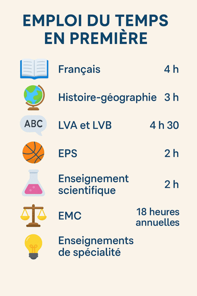 emploi du temps classe première 