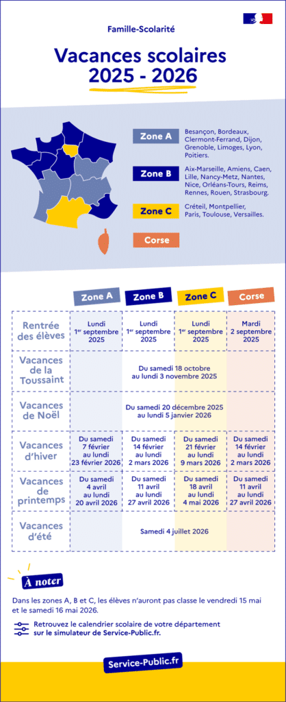 vacances scolaires 2025-2026